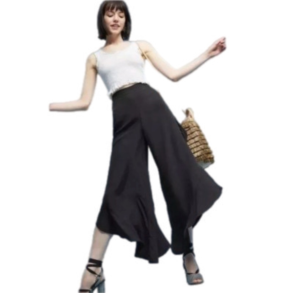 Anthropologie Elevenses Antilles Ruffled Pants Black Size 4